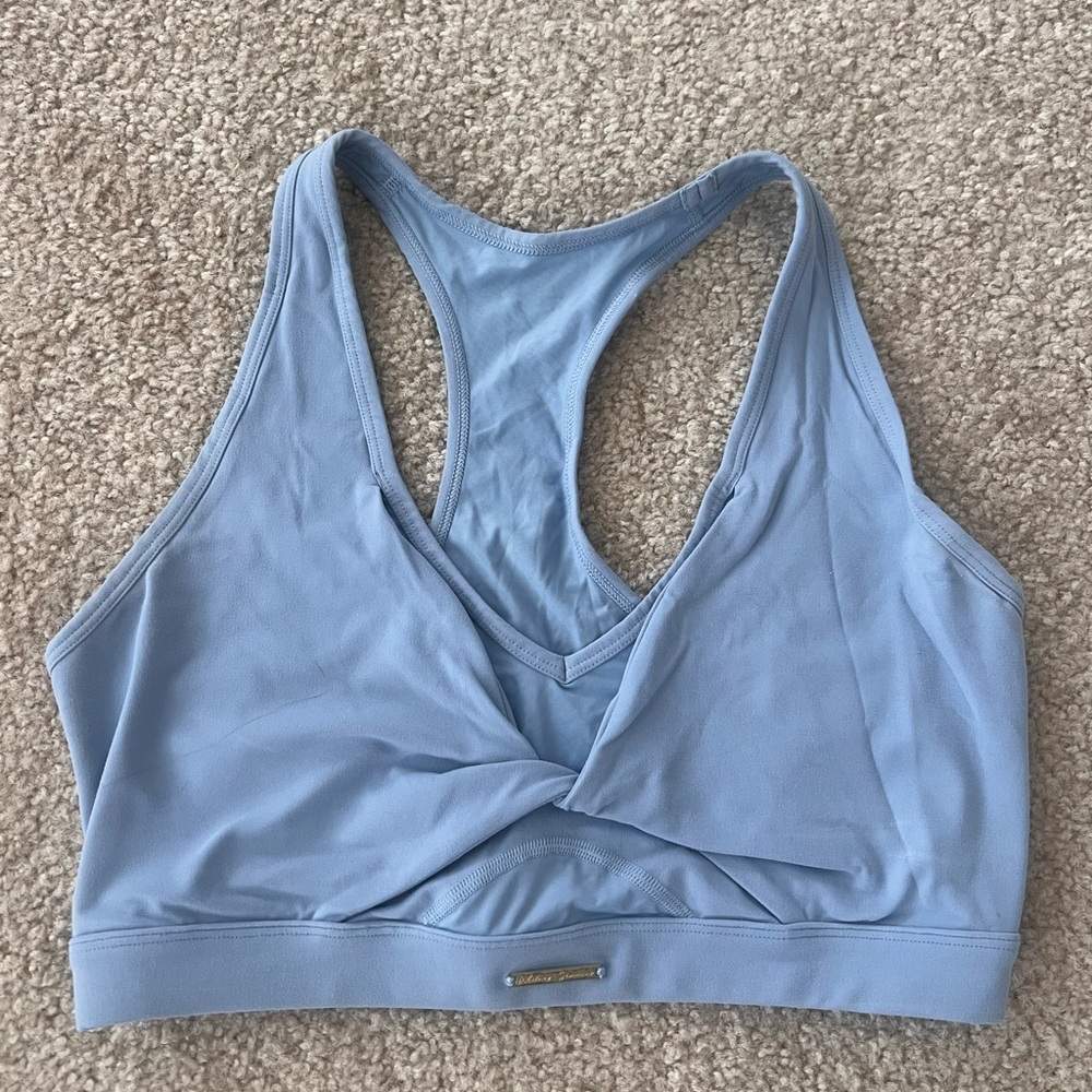 Gymshark Pale Blue Twist-Front Racerback Sports Bra